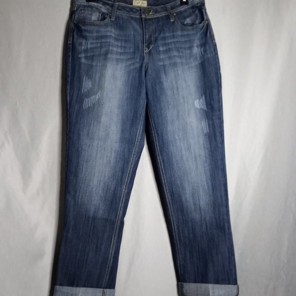 Earl Jean Denim - Earl Jean women's Roll Hem Ankle Medium Wash Denim Jeans Size 14